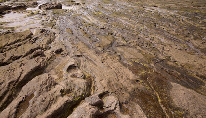 Gran Canaria, textures of the rocks of El Confital beach on the edge of Las Palmas de Gran Canaria