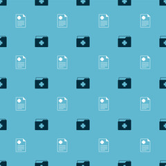 Set Patient record and on seamless pattern. Vector