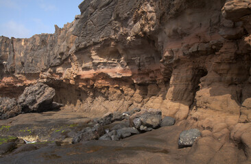 Gran Canaria, textures of the rocks of El Confital beach on the edge of Las Palmas de Gran Canaria