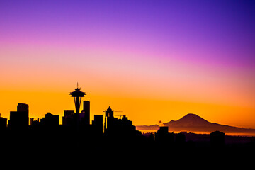 Seattle silhouette sunset