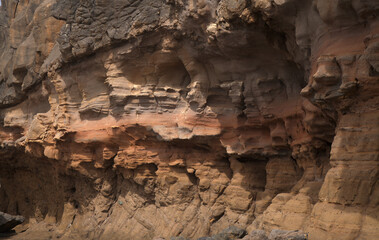 Gran Canaria, textures of the rocks of El Confital beach on the edge of Las Palmas de Gran Canaria