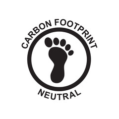Carbon footprint label icon in black flat glyph, filled style isolated on white background