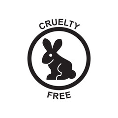 Animal testing cruelty free label, not tested on animals label icon in black flat glyph, filled style isolated on white background