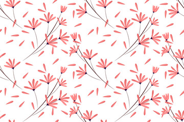 Floral nature seamless pattern. Flower drawing design for fabric native tribal boho tribal turkey African Indian traditional embroidery vector illustrations background.