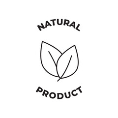 Natural product label icon in black line style icon, style isolated on white background