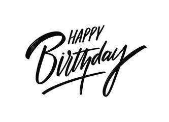 Happy Birthday modern calligraphy text. Holiday phrase.