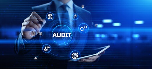 Audit Auditor Financial service compliance concept on screen.