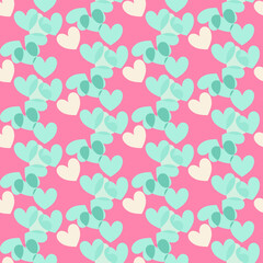 Vector seamless love symbol half-drop pattern, with stylish hearts 