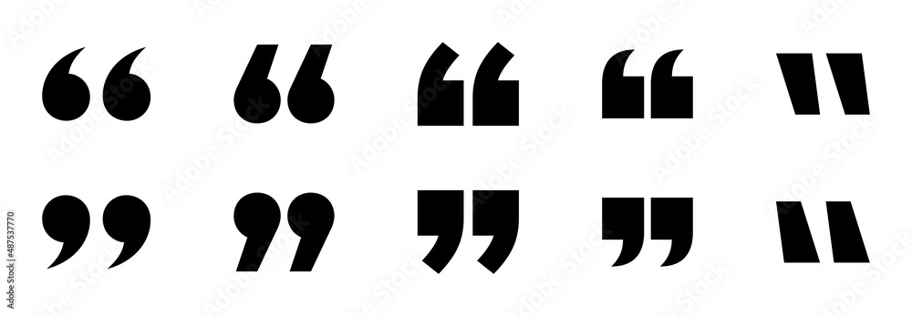 Wall mural quotation marks icon set. set of quotation mark icons or symbols. flat style quote marks vector