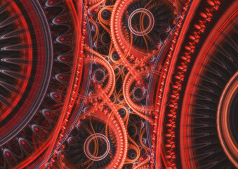 Cogwheel fractal background, mechanical and steampunk design