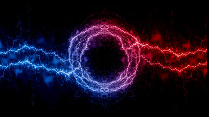 Hot red and cold blue electrical lightning background