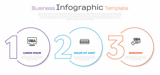 Set line USA Independence day, Sandwich and . Business infographic template. Vector