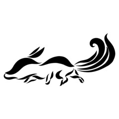 creative squirrel sneaking and sniffing with fluffy designer graceful curly tail