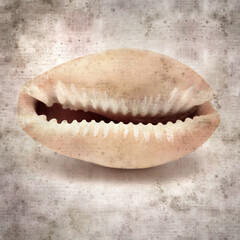 stylish textured old paper background with small Cowrie shell
