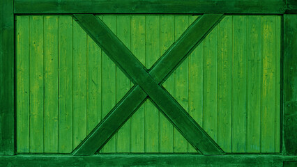 Old abstract neon green painted colored rustic dark grunge wooden timber texture - wood truss x...