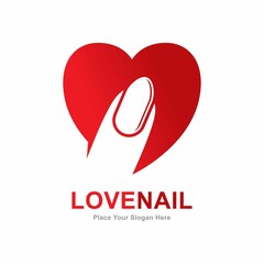 Love nail vector logo design. Suitable for business, web, art, skincare, beauty, health and romance