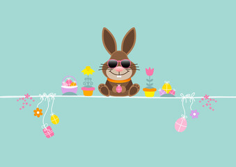 Obraz premium Osterhase Sonnenbrille & Icons Türkis