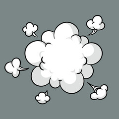 Comic cloud or smoke, cartoon vector motion effects, and explosions