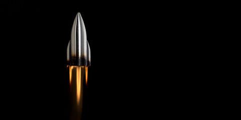 rocket flies into space. business growth concept