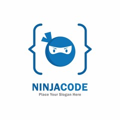 Ninja code vector logo design Suitable for business, web, computer, security and technology © Nickpd