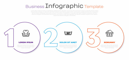 Set line Basin with shirt, Temperature wash and soap suds. Business infographic template. Vector