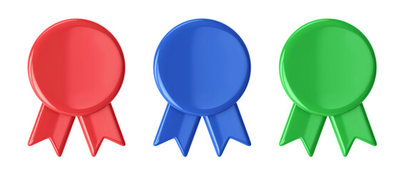 Blank badge with ribbons. Quality guarantee, award icon. Clipping path included