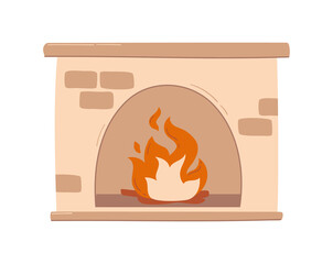 Cozy brick fireplace. Vector illustration in a flat style.