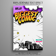 Comic magazine template with editable text effect © anggi wibisono