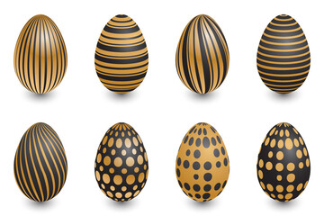 Black easter egg with gold pattern decoration