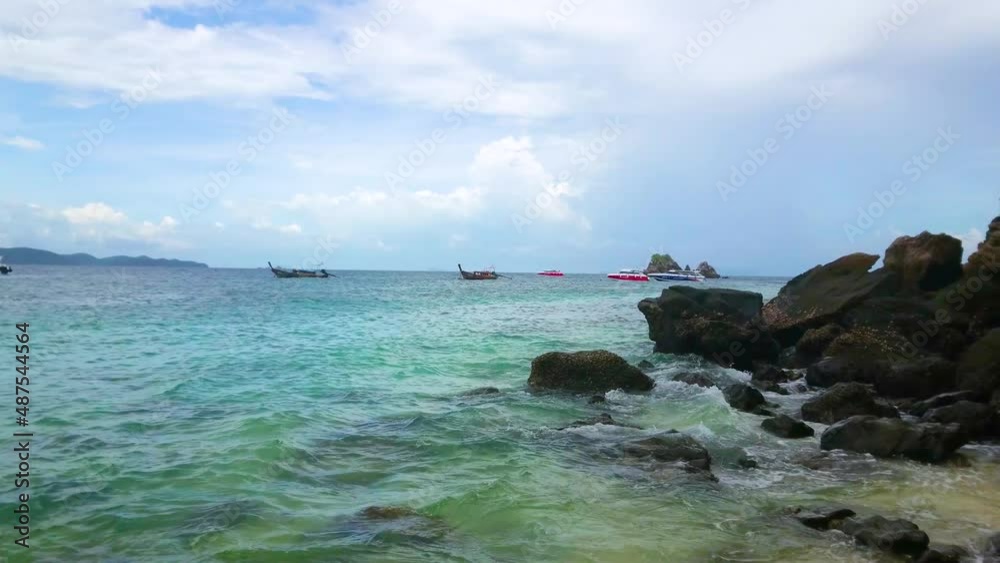 Poster The waves at rocky coast of Khai Nok island, Phuket, Thailand