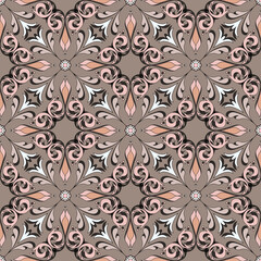 Seamless abstract floral pattern. Oriental curly print, luxurious texture with decorative curly elements.