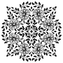 Floral mandala pattern hand drawing illustration.