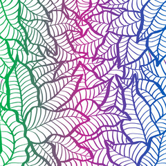 Hand drawn leaves line drawing background