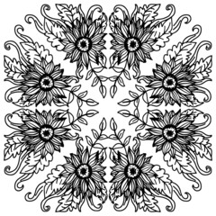 Mandala pattern with sunflower background