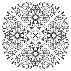 Mandala pattern with sunflower background
