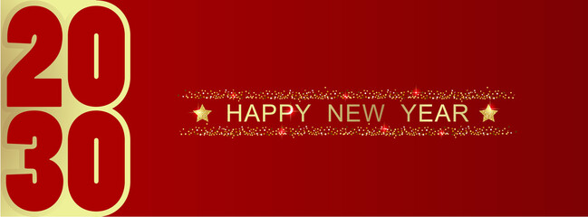 Fototapeta na wymiar 2030 Happy New Year in golden design, Holiday greeting card design