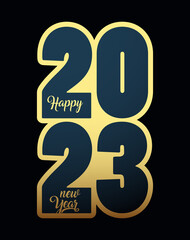 2023 Happy New Year in golden design, Holiday greeting card design