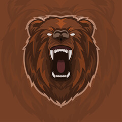 bear grizzly head logo mascot template