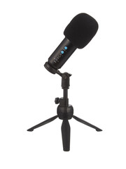 Microphone isolated on white background. Microphone with a desk stand.