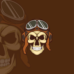 pilot skull head logo mascot template