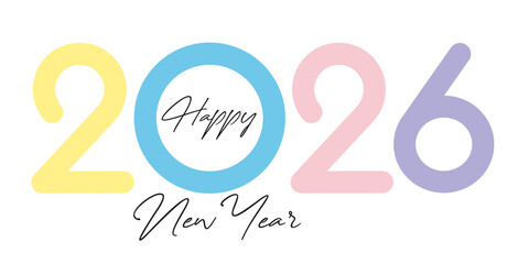 Obraz premium 2026 Happy New Year in golden design, Holiday greeting card design