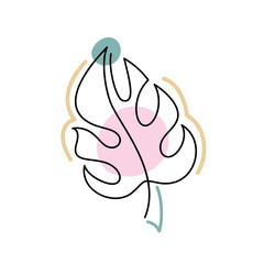 Abstract leaf in a modern minimalist line style.