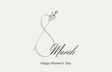 Vector banner in minimal style  for 8 March international womens day. 