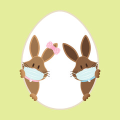 Osterhasen Mädchen & Junge Maske Osterei Banner Innen Grün