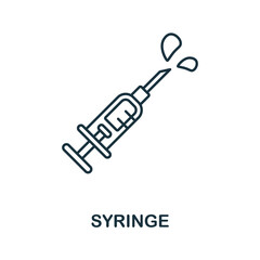 Syringe icon. Line element from vaccination collection. Linear Syringe icon sign for web design, infographics and more.
