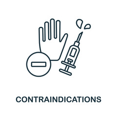 Contraindications icon. Line element from vaccination collection. Linear Contraindications icon sign for web design, infographics and more. - obrazy, fototapety, plakaty