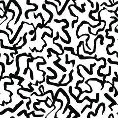 Trandy graphic scribble. Black and white colors.  Abstract seamless pattern. Vector image. Design for fabric, wallpaper.