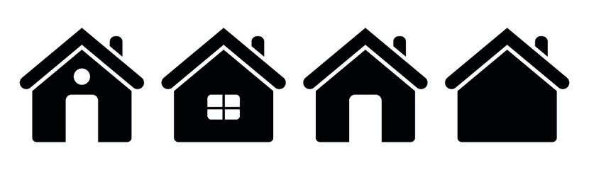 Home icon set on white background. Vector illustration icon.