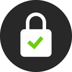 Lock icon with checkmark, vector