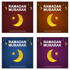 Fototapeta na wymiar Collection of editable chocolate ad banner templates for Ramadan. Collection of social media post templates. Layout design for marketing on social networks